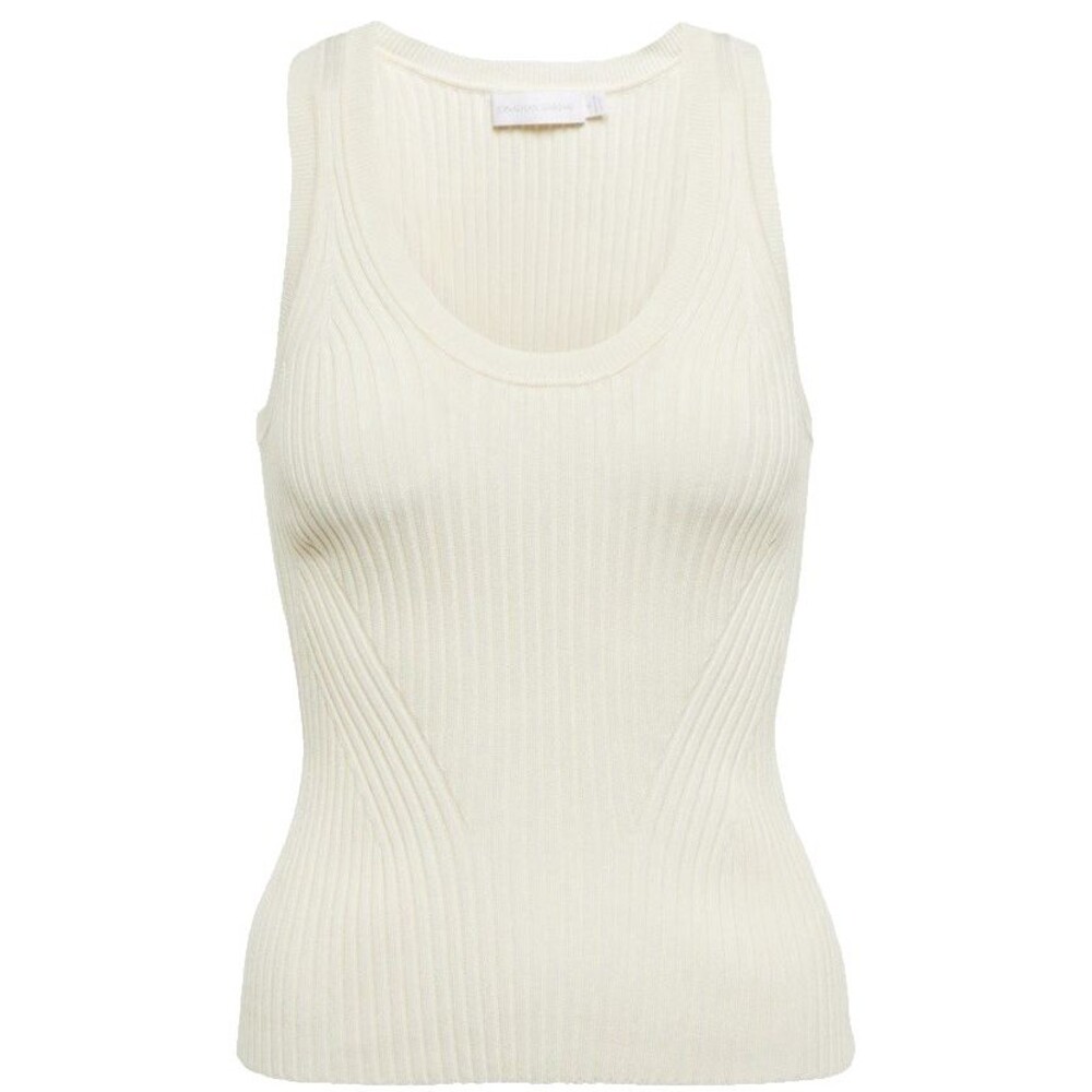 Jonathan Simkhai Liezel Rib Tank Top  Scoop Neck Ivory  Color Size L - Picture 7 of 7